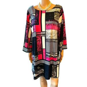Style&Co Boho Grannycore Artsy Stretchy Casual SummerTunic Top Blouse Womens 1X
